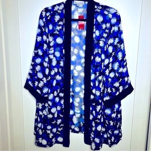 Beautiful Multicolor Patterned Open Cardigan Size 18 / 20 Blue Black White